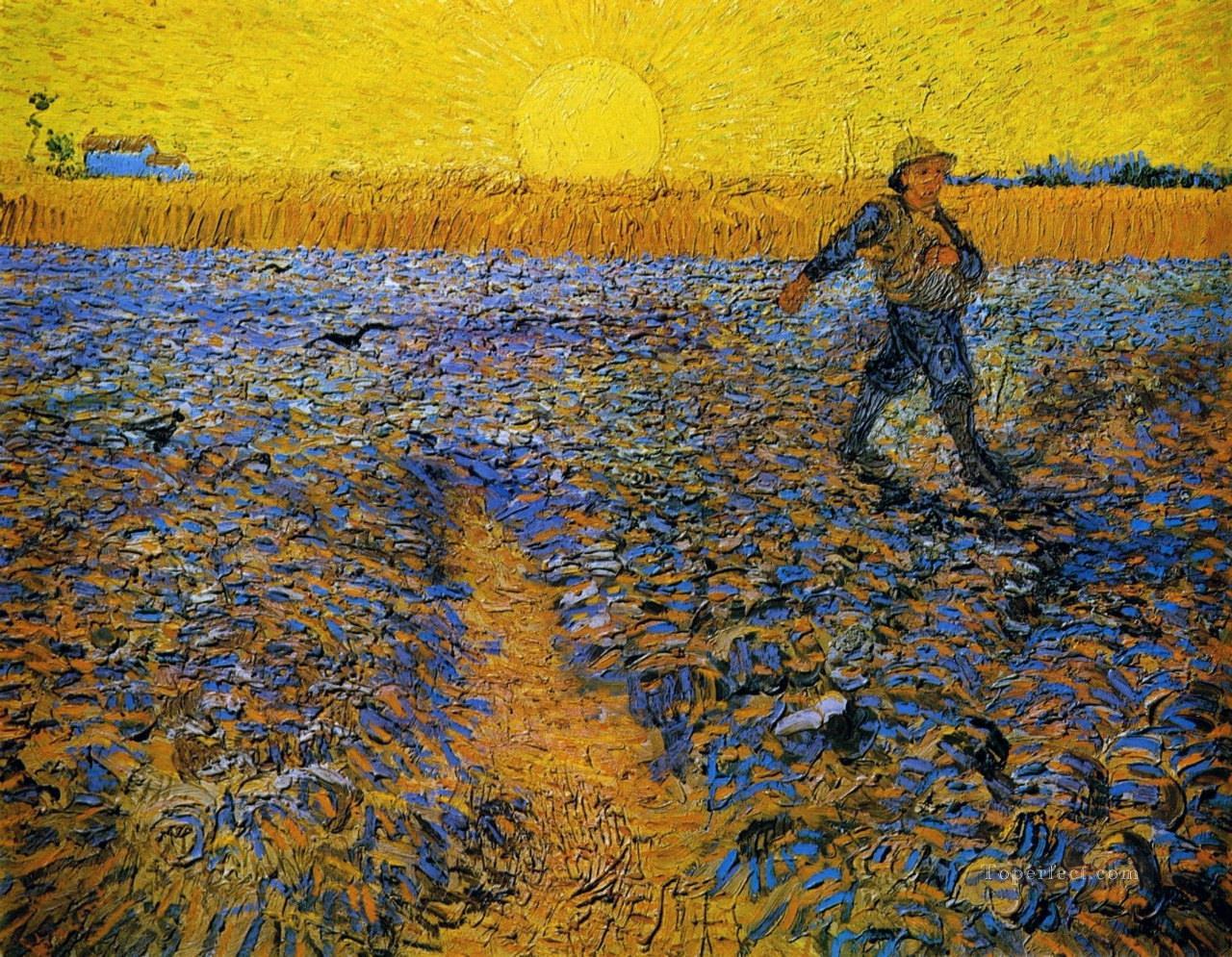Sower with Setting Sun after Millet Vincent van Gogh Oil Paintings